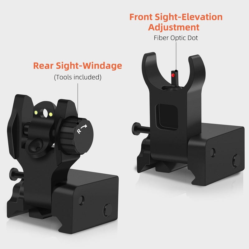 DSJJ Fiber Optic Iron Sights, Flip Up Front and Rear Backup Sights,fits Picatinny & Weaver Rails Mount Flip Up Sights - Image 4